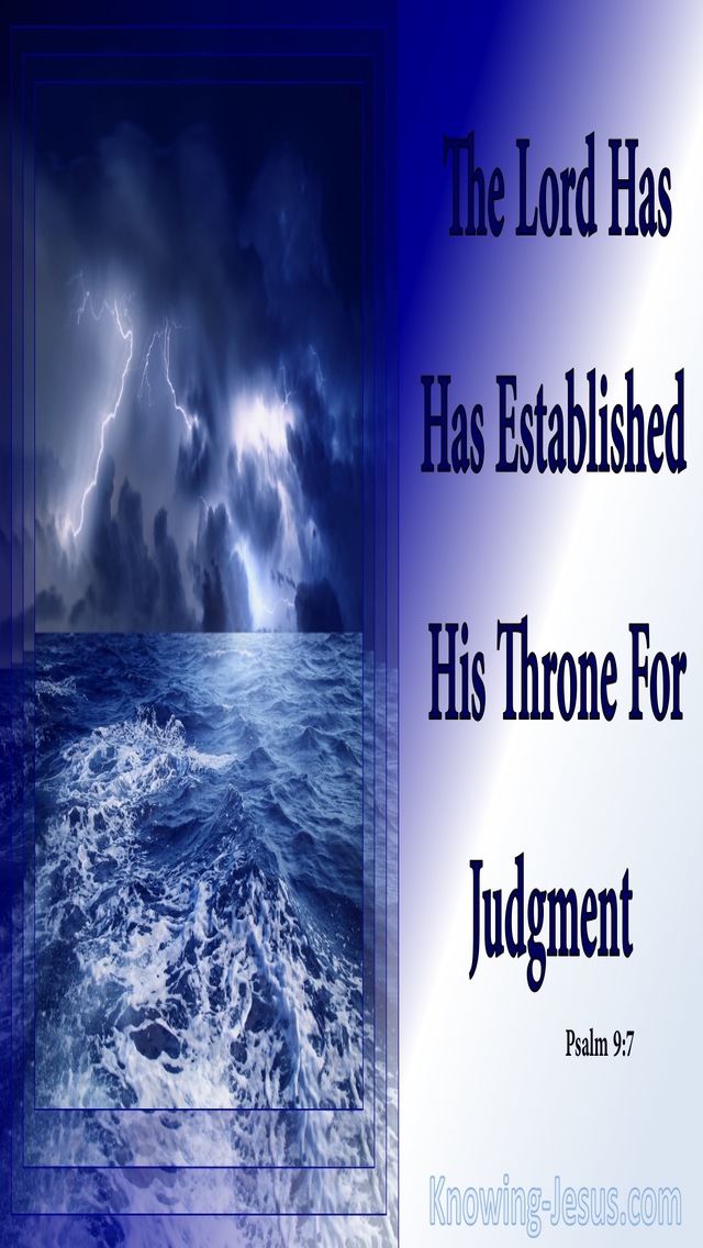 Psalm 9:7 The Lord Established His Throne For Judgement (white)